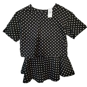 Gap kids shirt and skirt outfit black with polka dot design kids size small 6-7